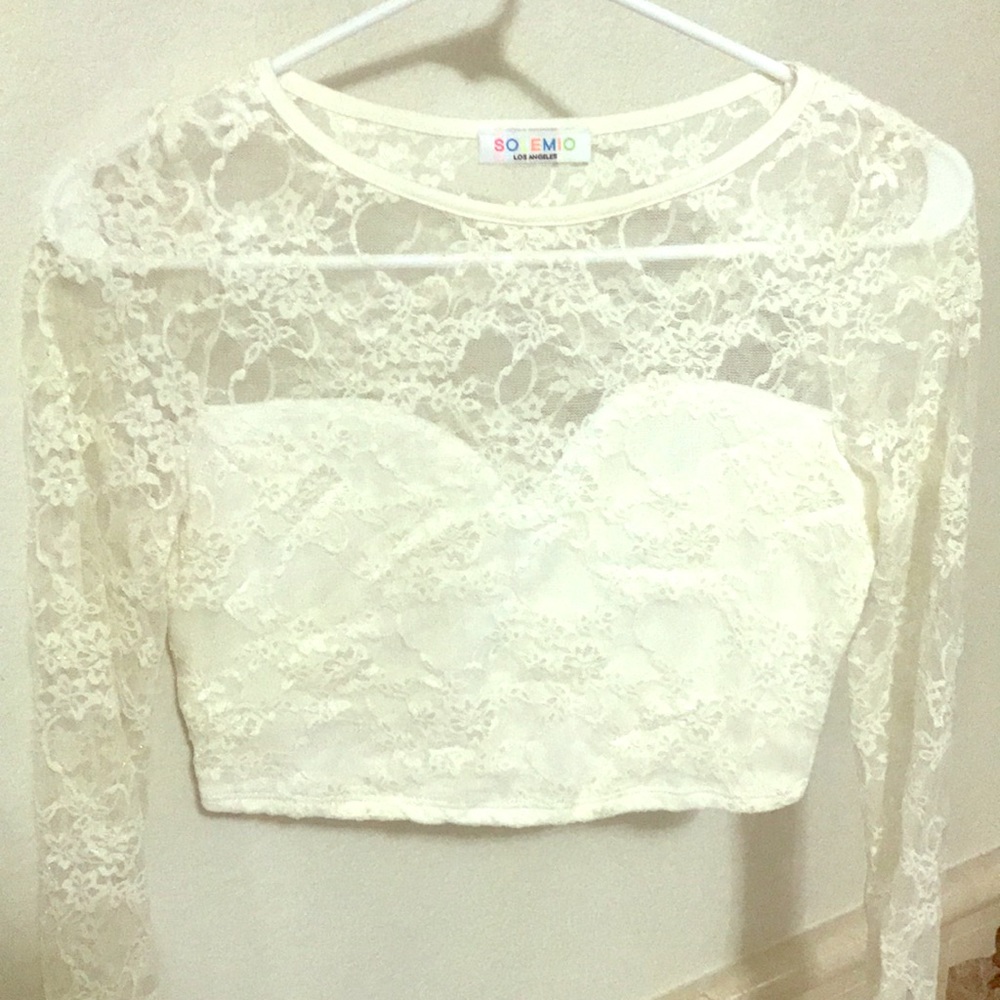 Solemio LA- Long sleeve sheer crop top